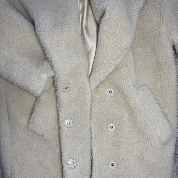 TopShop Oversized Button Front Sherpa Faux Fur Teddy Coat Cream US 2 - Picture 13 of 14